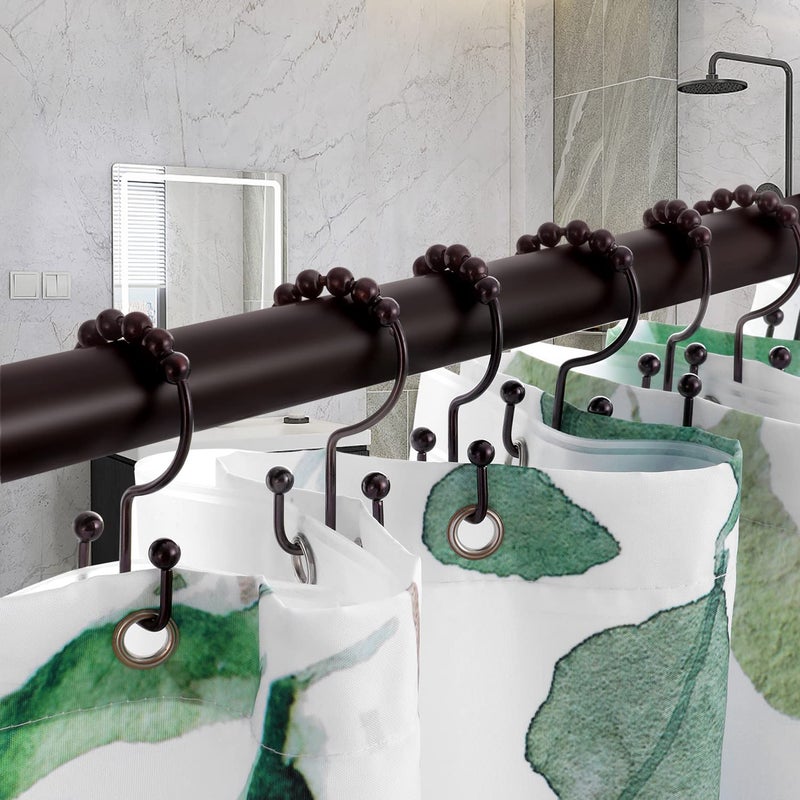TENOVEL Shower Curtain Hooks Rings, TENOVEL Double Sided Shower Hooks Rust Proof for Bathroom Shower Rods Curtain, Durable Stainless Steel Bathroom Shower Curtain Hangers, Bronze, Set of 12 - Image 4